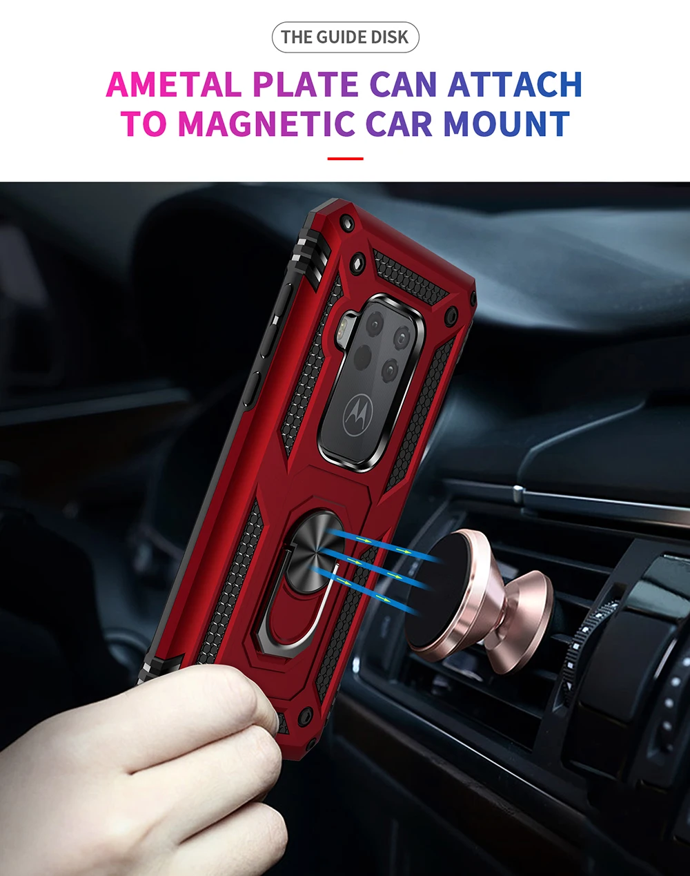 

For Motorola Moto One Zoom One Macro Case Armor Shockproof Bracket Ring Soft Silicone Holder Cover for Moto One Pro One Action