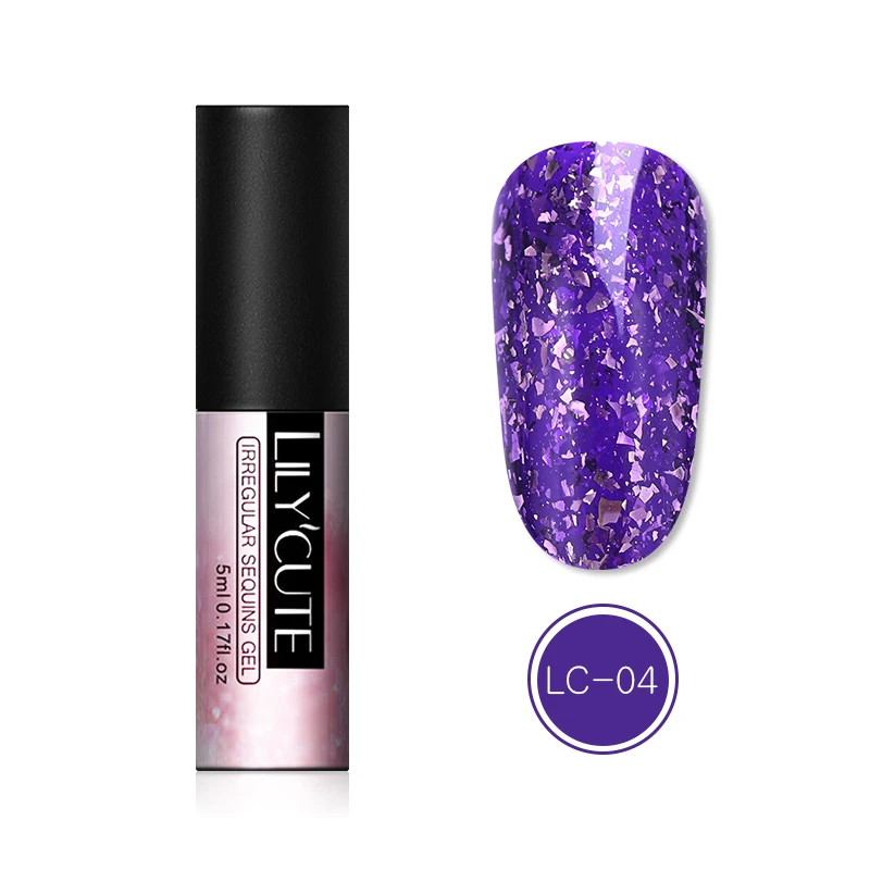FlaKies 4 LILYCUTE, 5 мл, платиновая блестка, блестящий Гель-лак, блестящий, впитывающий УФ-лак, для маникюра, Базовое покрытие, грунтовка, Гибридный гель - Цвет: FlaKies 4