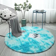 Alfombra redonda esponjosa para sala de estar, decoración del hogar, dormitorio para niños, decoración de suelo, salón, pila más gruesa (3)