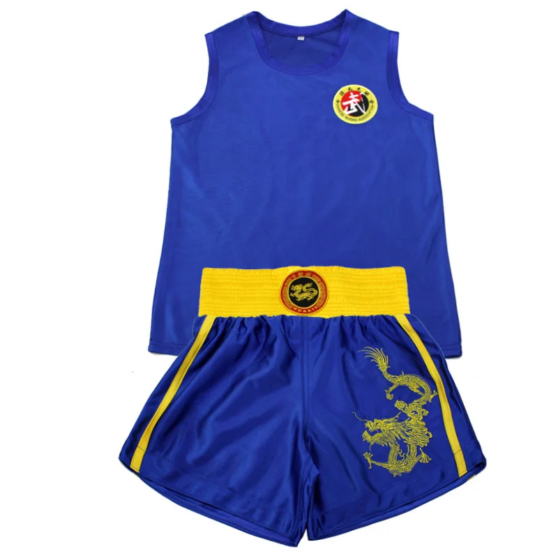Adult Kids Sanda Uniform Shorts Fight Wushu Sanda Suit Kids Thai Shirt Training Competition Muay Thai Boxing Trunks