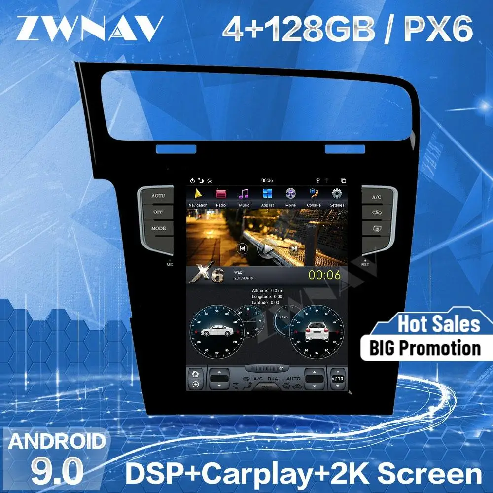 128G Tesla Verticl Screen For VW Volkswagen Golf 7 2010+ Android 9.0 Car multimedia Player GPS Audio Radio Auto Stereo Head Unit |