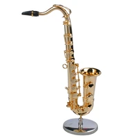mini saxophone musical instruments goldplated craft miniature saxophone model with metal stand for home decoration new
