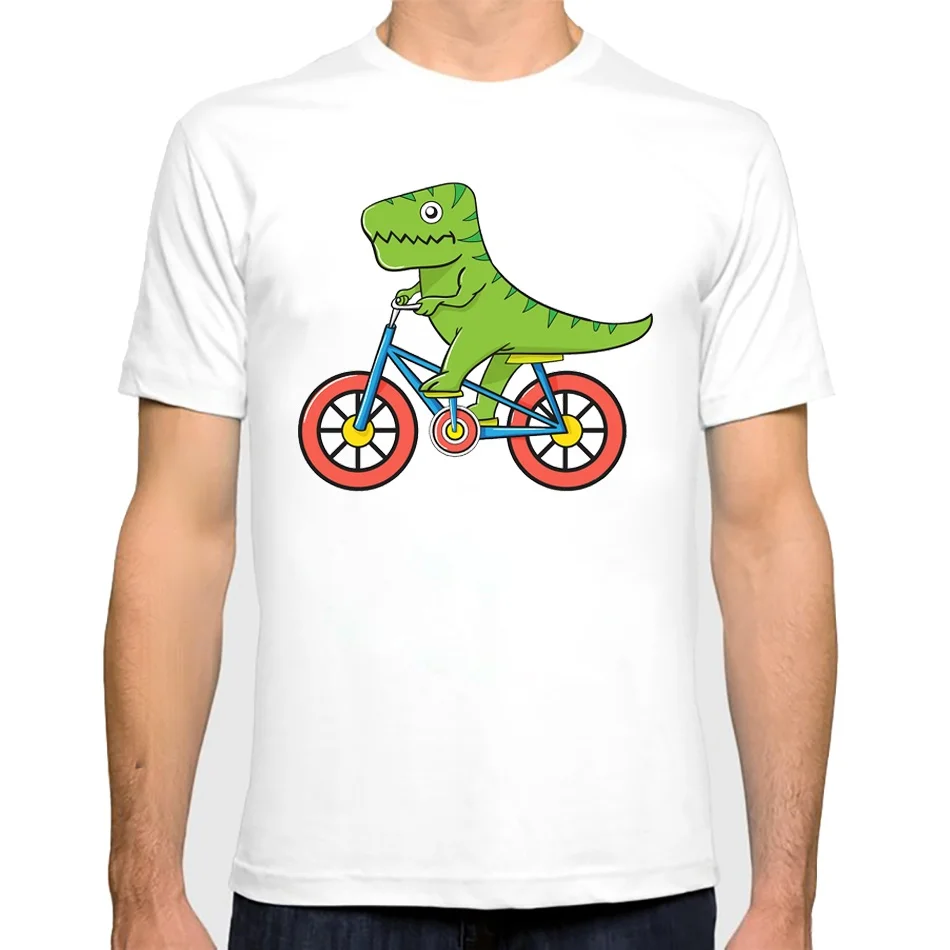 

Funny Tee Shirt Short Sleeve Dinosaur on a Bike Graphic print Men's T Shirt Cute T-Shirts Present Clothes