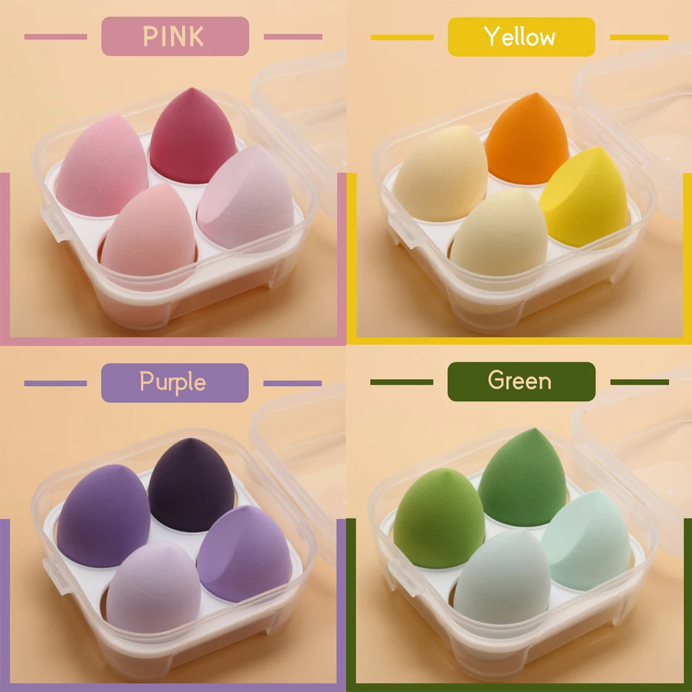 

4/8pcs Makeup Blender Cosmetic Puff with Storage Box Make Up Sponge Foundation Powder Sponges for Facial Beauty Make Up Tools