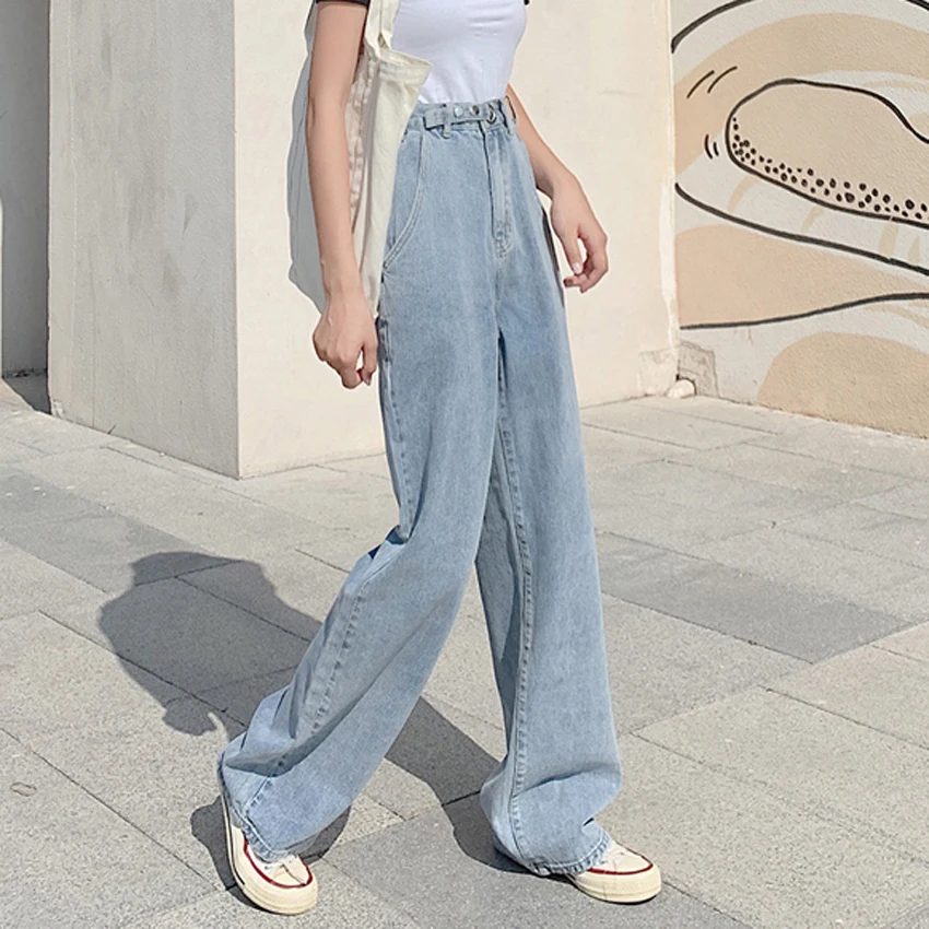 

Pants Jeans Trousers Leisure With Pockets Daliy Wear Solid Pants Mid Waist Zipper Wide Leg Loose Comfortable