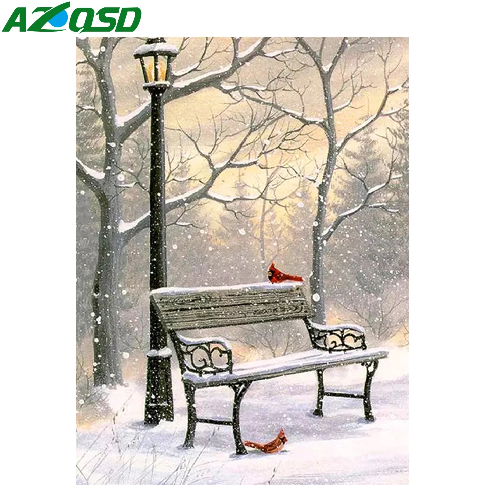 

AZQSD Алмазная мозаика зимний Набор для вышивки крестом домашний декор Алмазная картина Снежный пейзаж Ручная работа картина Стразы подарок