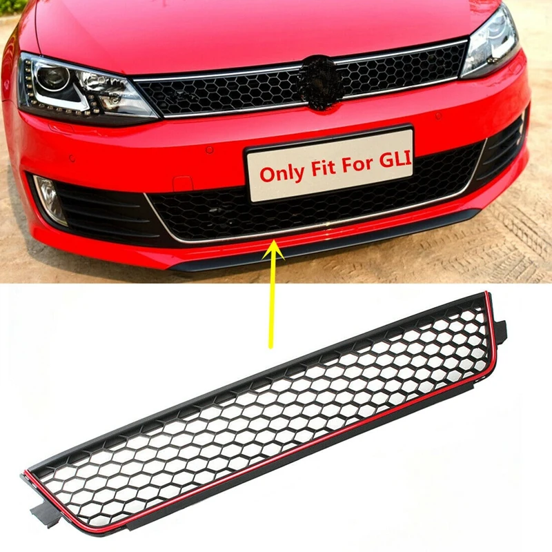Красный передний бампер сотовая Нижняя впускная решетка в сборе для Jetta MK6 GLI 2011 2014