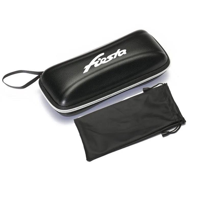 

For Ford Fiesta Black leather printing logo glasses Case sunglasses Case Box for Ford Fiesta accessories