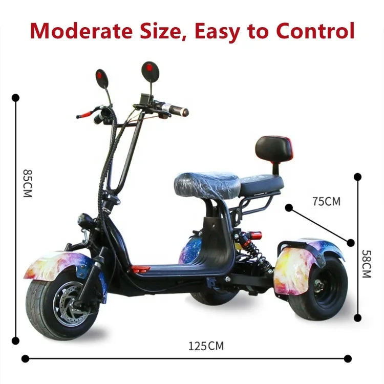 Patinete Electrico 3 колеса для роликовых Citycoco и широкими колесами Mid приводной двигатель