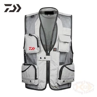 2021 mens daiwa fishing clothing quick dry breathable outdoor sport hiking camping fishing vests thin multi pocket fishing shirt