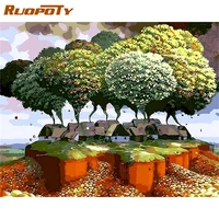 ruopoty 60x75cm paint by numbers tree house scenery diy oil painting by numbers on canvas frame number painting home decor