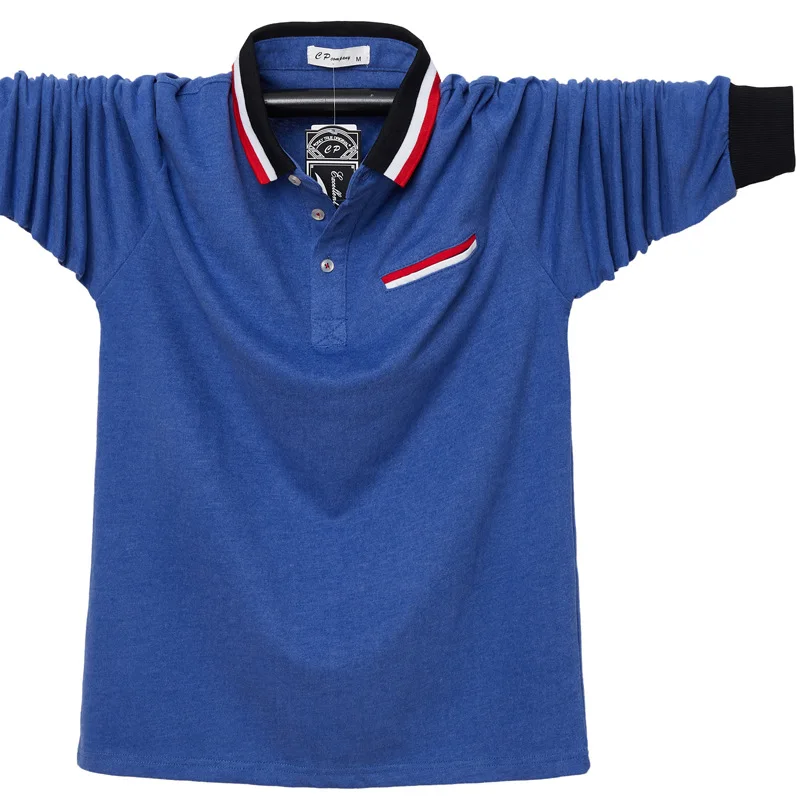 Autumn spring new products lapel long-sleeved POLO shirt men large size M-6XL big guy outfit cotton polo brand | Мужская одежда