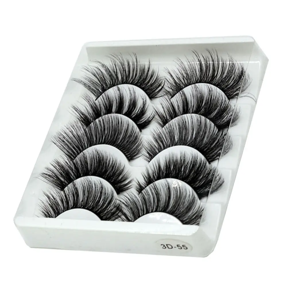 5 пар 3D Ручная работа имитация накладные Chraming красивые модные ресницы Черный глаз