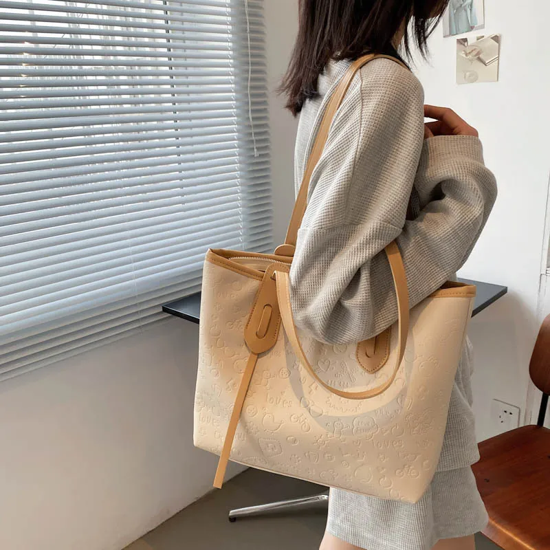 

CGCBAG 2021 New Fashion Women Shopper Bag Solid Simple High-quality Tote Bag Female PU Shoulder Bag Ladies Vintage Handbag