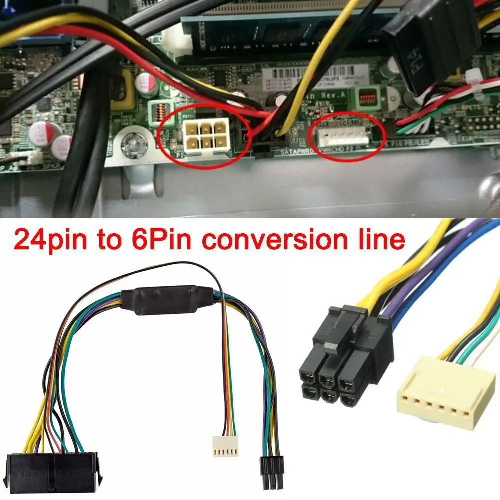 30CM Modular Adapter Power Supply Cable ATX 24 Pin To 6Pin Line For HP Elite 8100 8200 8300 800G1 Conversion Cable