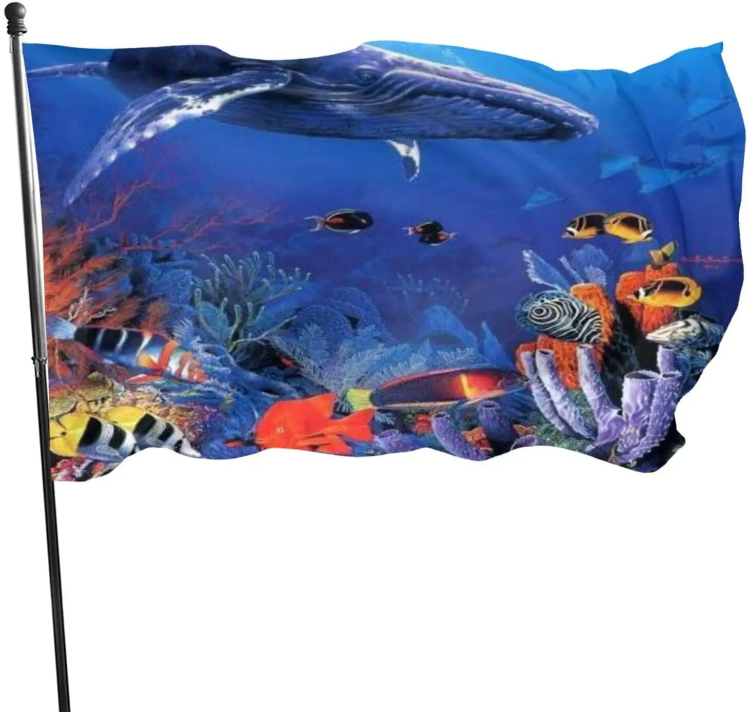 

Морской флаг Кита-убийца океана, комнатное и наружное украшение, баннер с латунными люверсами, яркий цвет и устойчивость к выцветанию