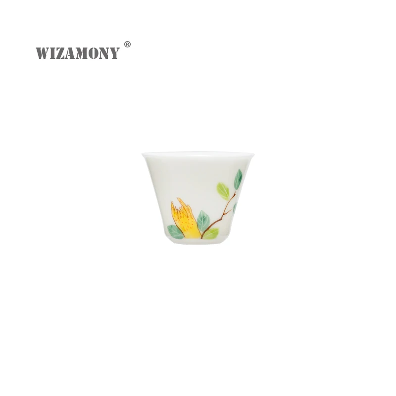 

WIZAMONY white ceramic hand-painted tea cup smell cup white porcelain handmade kung fu tea set single master cup tea bowl