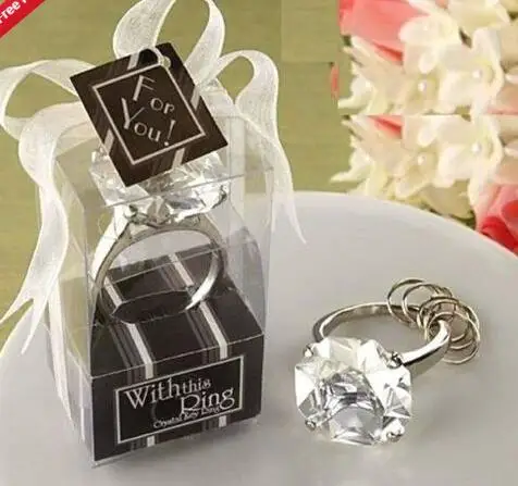 

3*5cm Big Size Faux Diamond Silver Ring Keychain Wedding Bridal Ribbon Decor