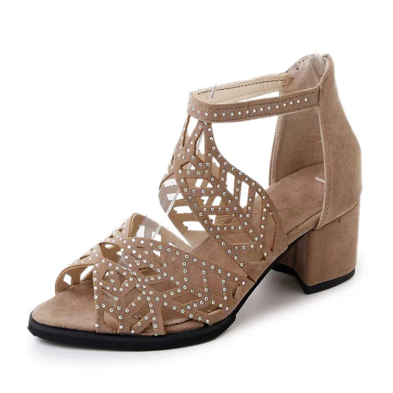 

Женские босоножки со стразами; коллекция 2018 года; летние модные босоножки на среднем каблуке; повседневная женская обувь; sandalias mujer; XKD4228