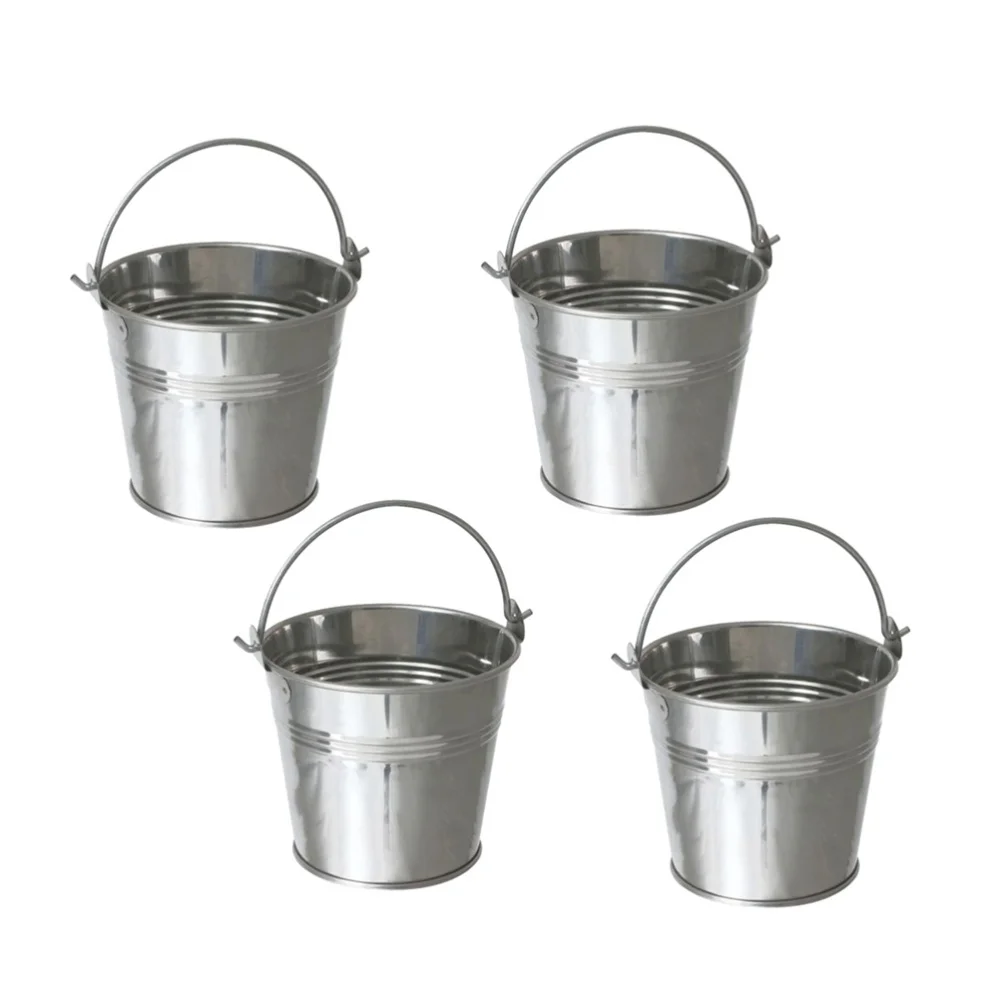 

6pcs 10.5x7.2x10.5cm Mini Tinplate Metal Bucket Icing French Fries Tin Pails