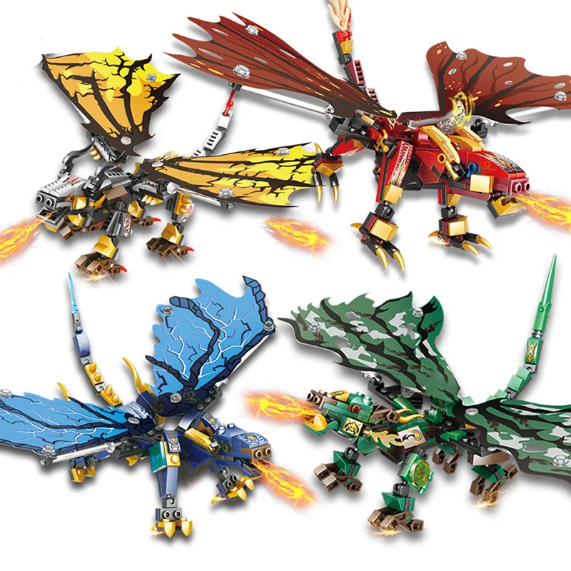 

910 шт. 4 цвета Ninjasn модель рыцаря дракона строительные блоки город Кай Джей Коул Зейн фигурки Кирпичи игрушки для детей подарок