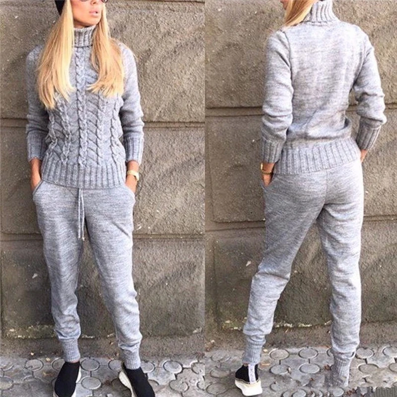 Женская Осенняя обувь зимний свитер спортивный костюм шерсть теплый вязаный