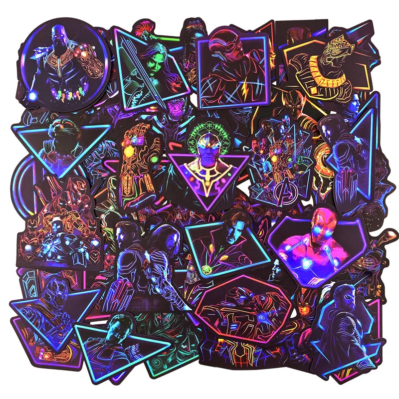 

Neon Super Avengers Marvel Sticker Skateboard Motorcycle Luggage Stickers For Laptop Set Pvc Waterproof Superhero pegatinas
