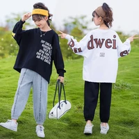 new girls clothes set teen girls tracksuit spring autumn long sleeve letter t shirt pants 2pcs children suits 6 8 10 12 14 year
