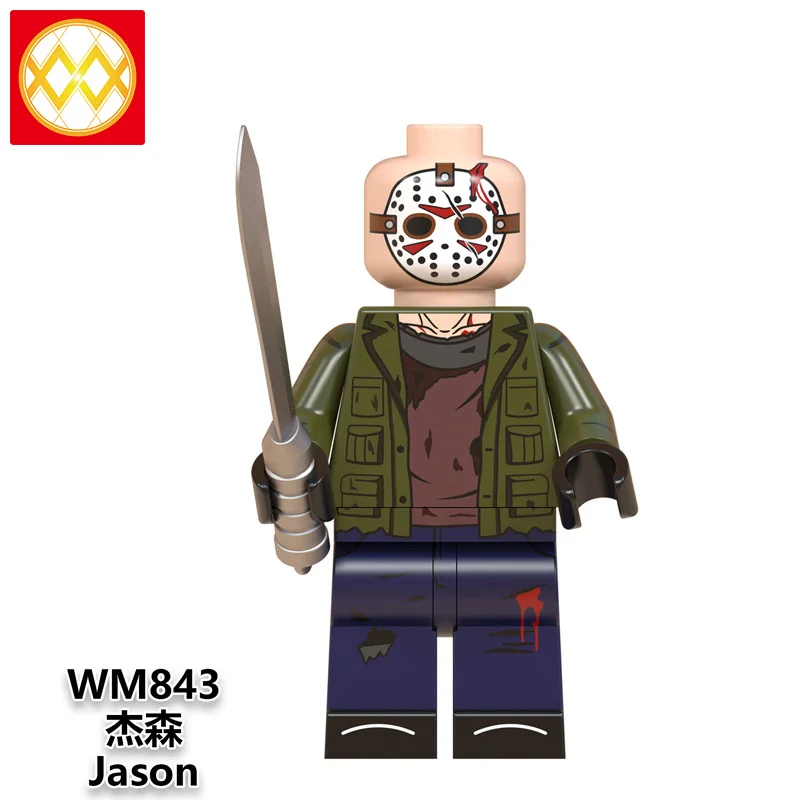 WM843 Фильм ужасов WM6075 ужас Хэллоуин Фредди Майерс Джек Скеллингтон зомби Эрика дравена Билла Джейсона строительные блоки игрушки для детей - Цвет: WM843