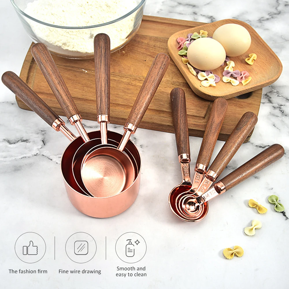 8 шт Кухня измерительный инструмент покрытие мерные стаканы ложка из орехового