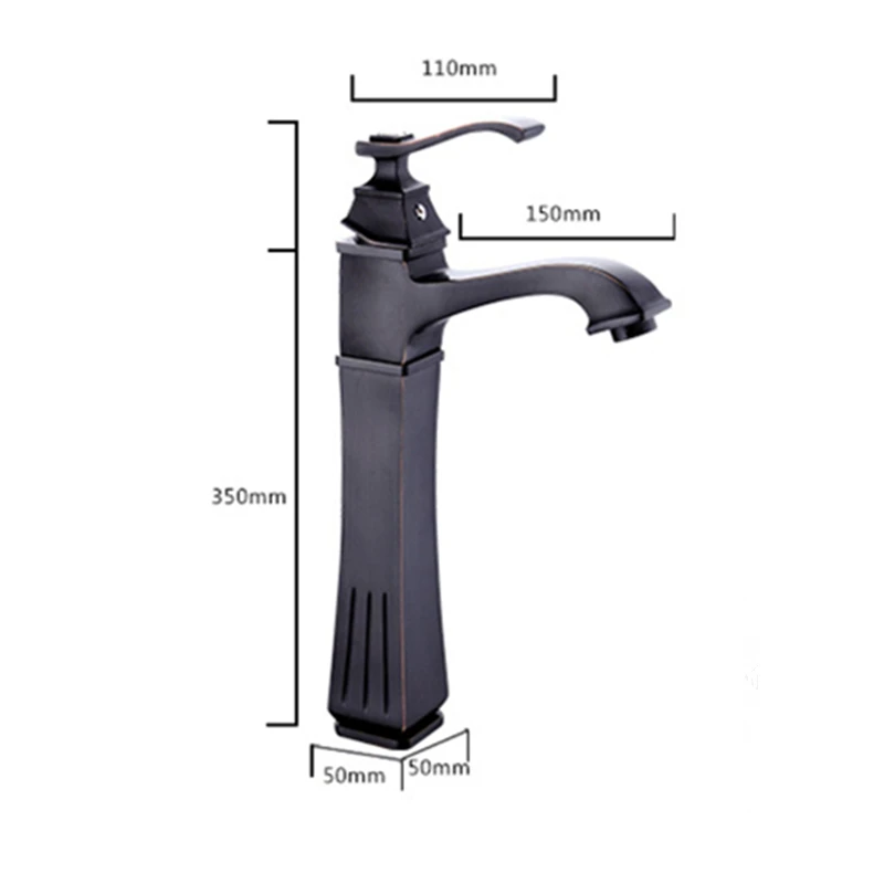 Смесители для умывальника латунный кран с маслом и прорезинкой черный высокий