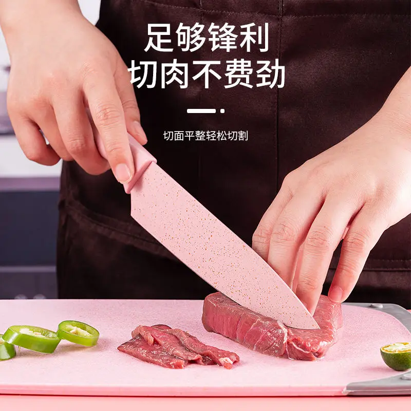 Juego de cuchillos de paja de trigo, utensilio de cocina dom&eacute;stico de material inoxidable ecol&oacute;gico, para cortar pan y fruta-1