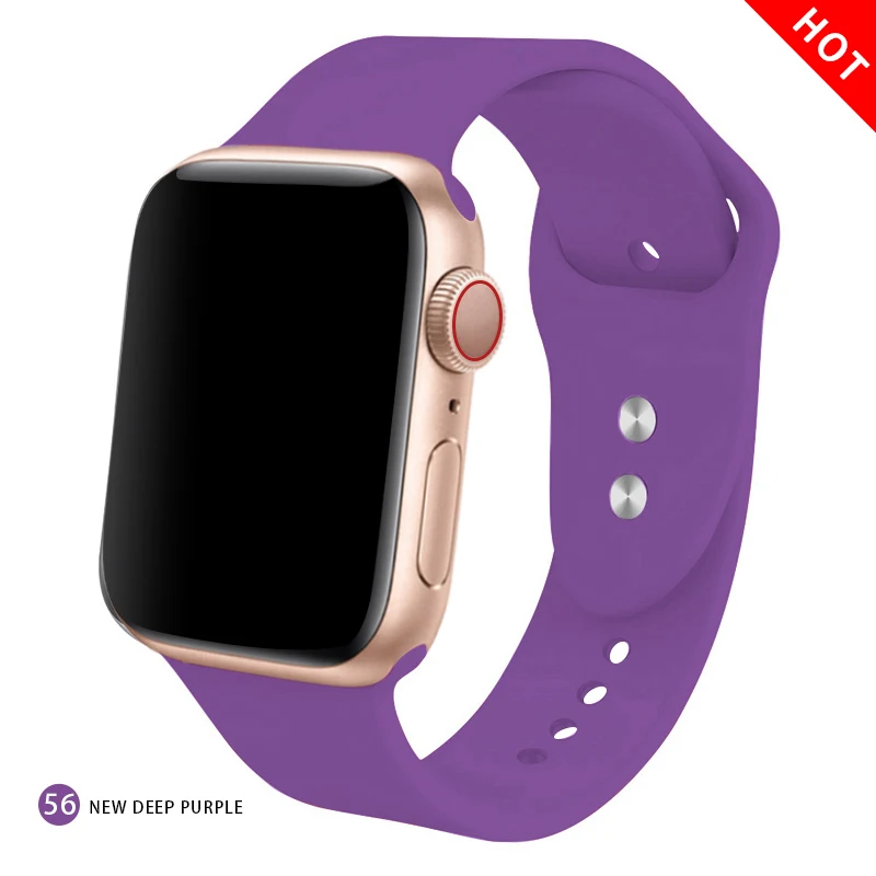 Мягкий силиконовый сменный спортивный ремешок для 38 мм Apple Watch Series1 2 3 4 5 42 мм ремешок для наручных браслетов для iWatch Sports Edition - Цвет ремешка: New deep purple