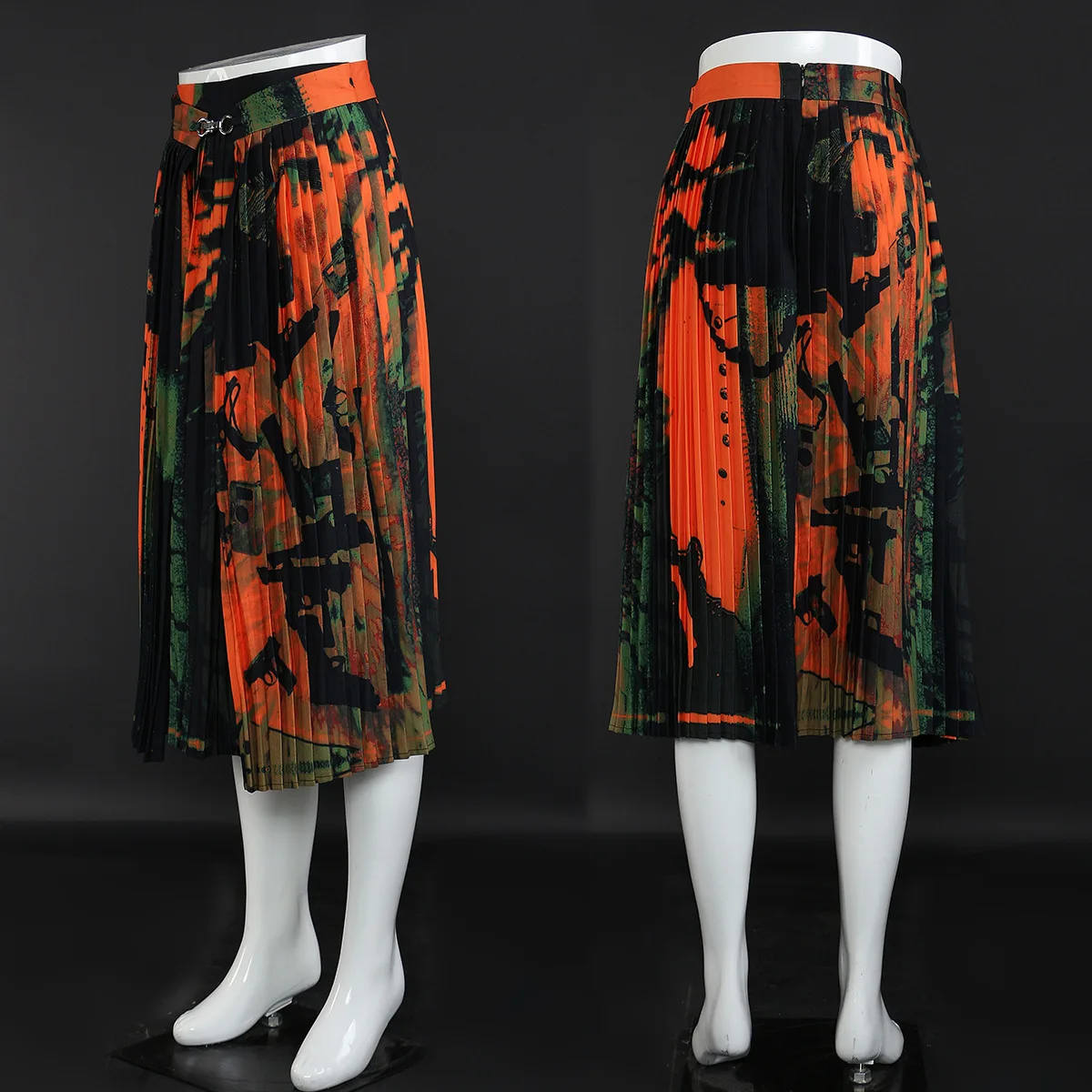 

21A/W Women's Half Skirt French Spring/Summer Dress Retro Print Fairy Style Drawn Pleated Dresses