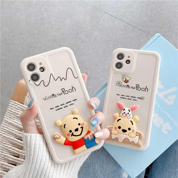 

Disney Winnie the Pooh 3D Cartoon Mobile Phone Case for iPhone 7/8 plus x/xs xr xsmax 11 pro max 12pro max Cute cellphone Shell