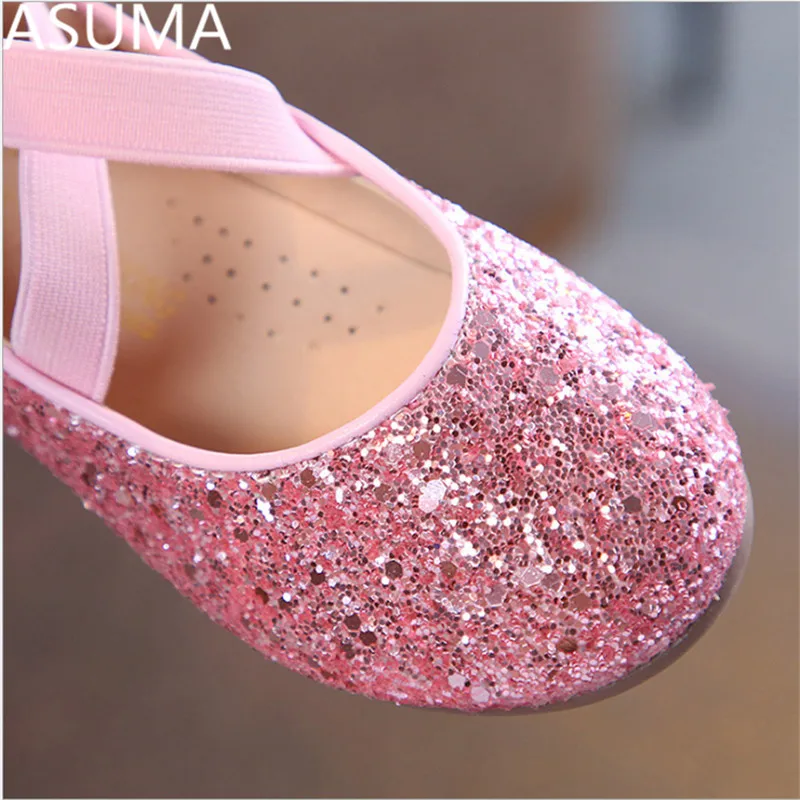 Детская кожаная обувь принцессы для девочек Повседневная блестящая детская