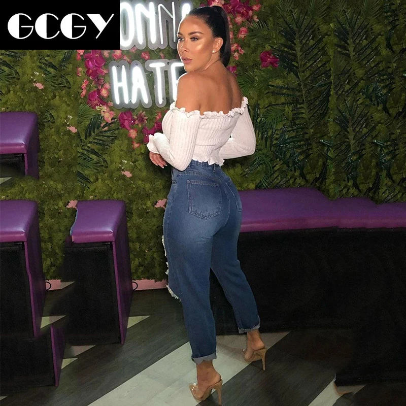 

GCGY 2020 Candy Color Off Shoulder Crop Tops women Summer dot print flower sleeve shirts Lady Sexy Slash neck beach blouse