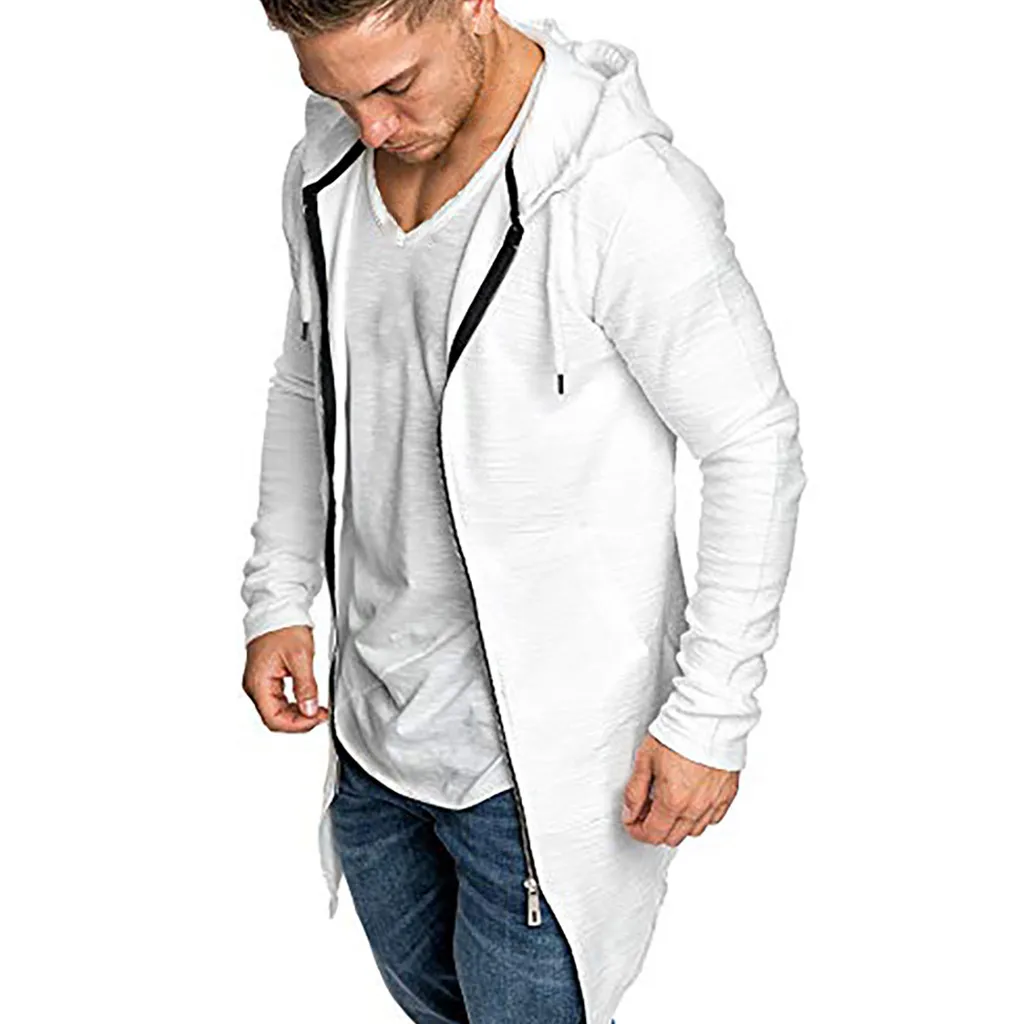 Off White/Модная Мужская толстовка с капюшоном однотонный Тренч куртка кардиган
