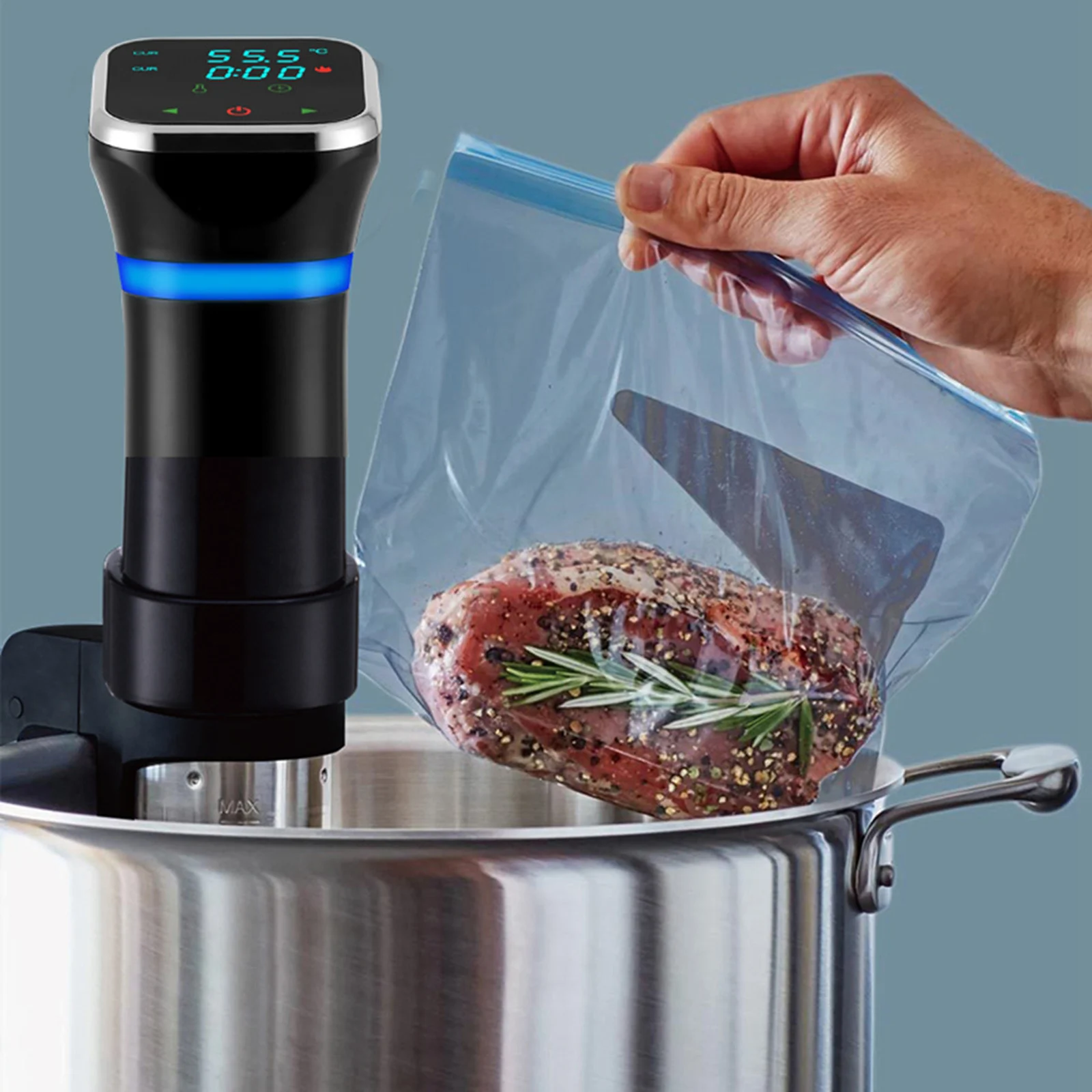 

Portable 1100W Vacuum Food Sous Vide Machine Precision Cooker Cooking Device Sturdy Immersion Circulator Digital Timer, UK Plug