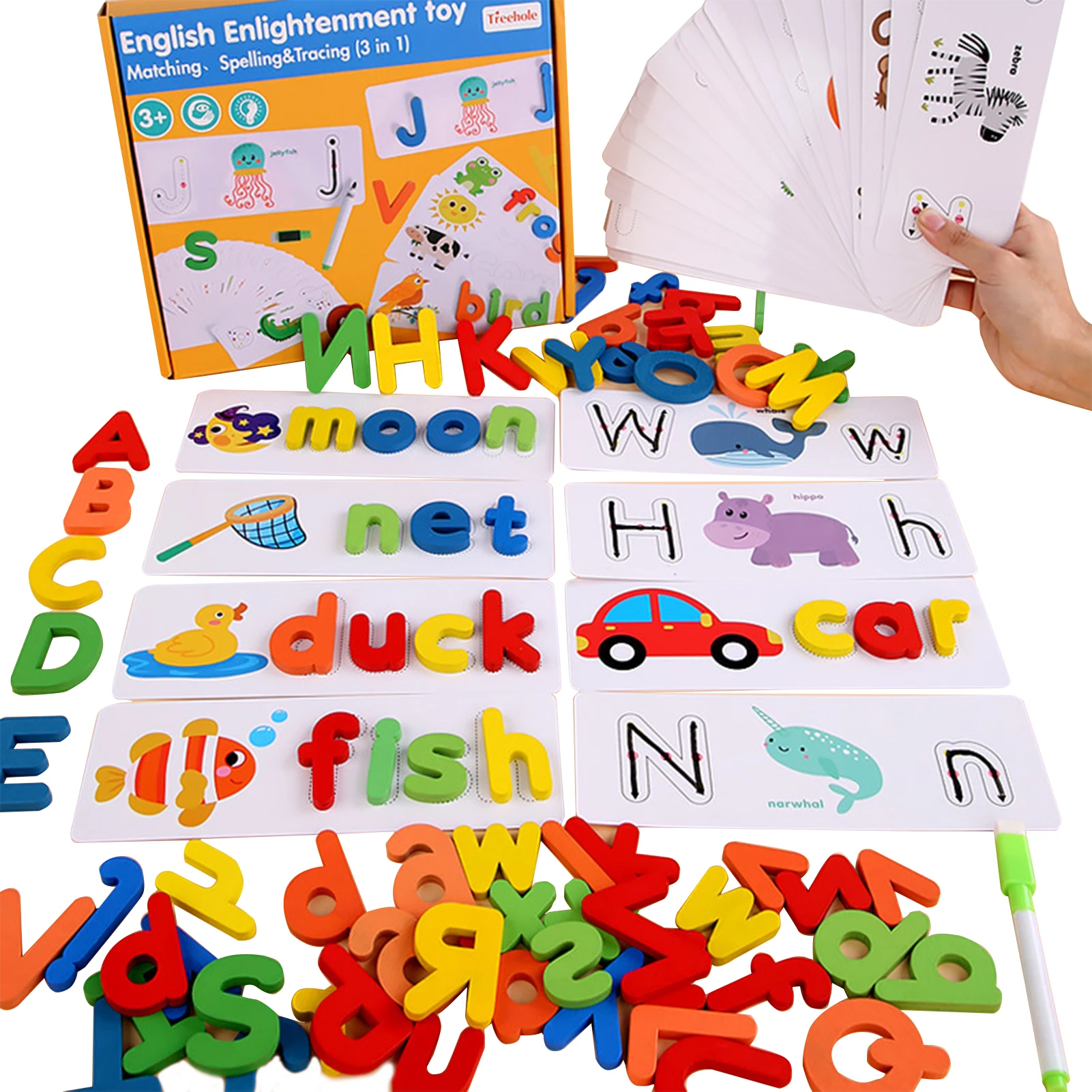 

Набор деревянных обучающих карт с буквами алфавита, игрушка для практики правописания, английская буква, правописальная карта, игрушки для ...