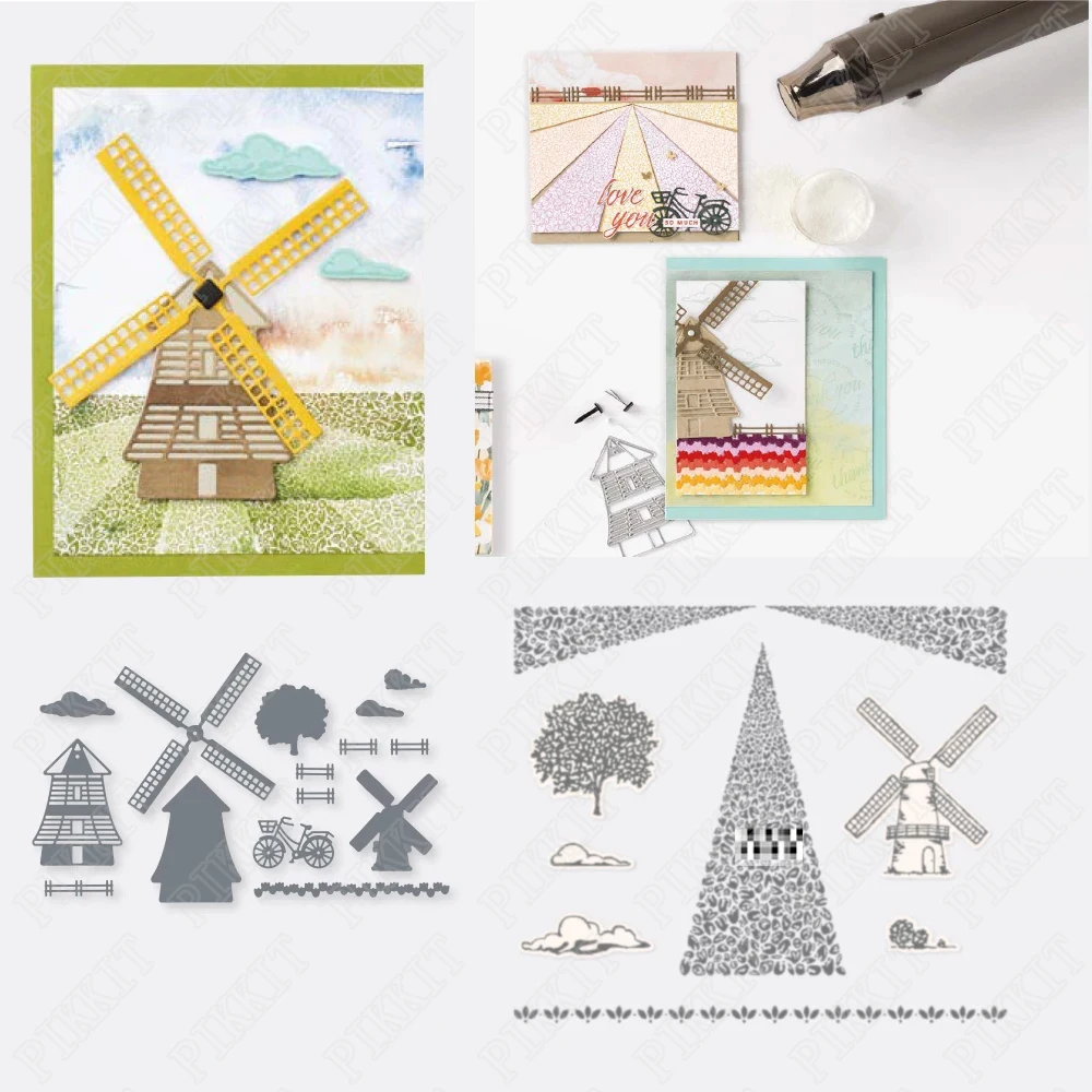 

2022 New Exquisite Windmill Metal Cutting Dies Stamps Scrapbook Diary Decoration Embossing Cut Dies Template DIY Greeting Card