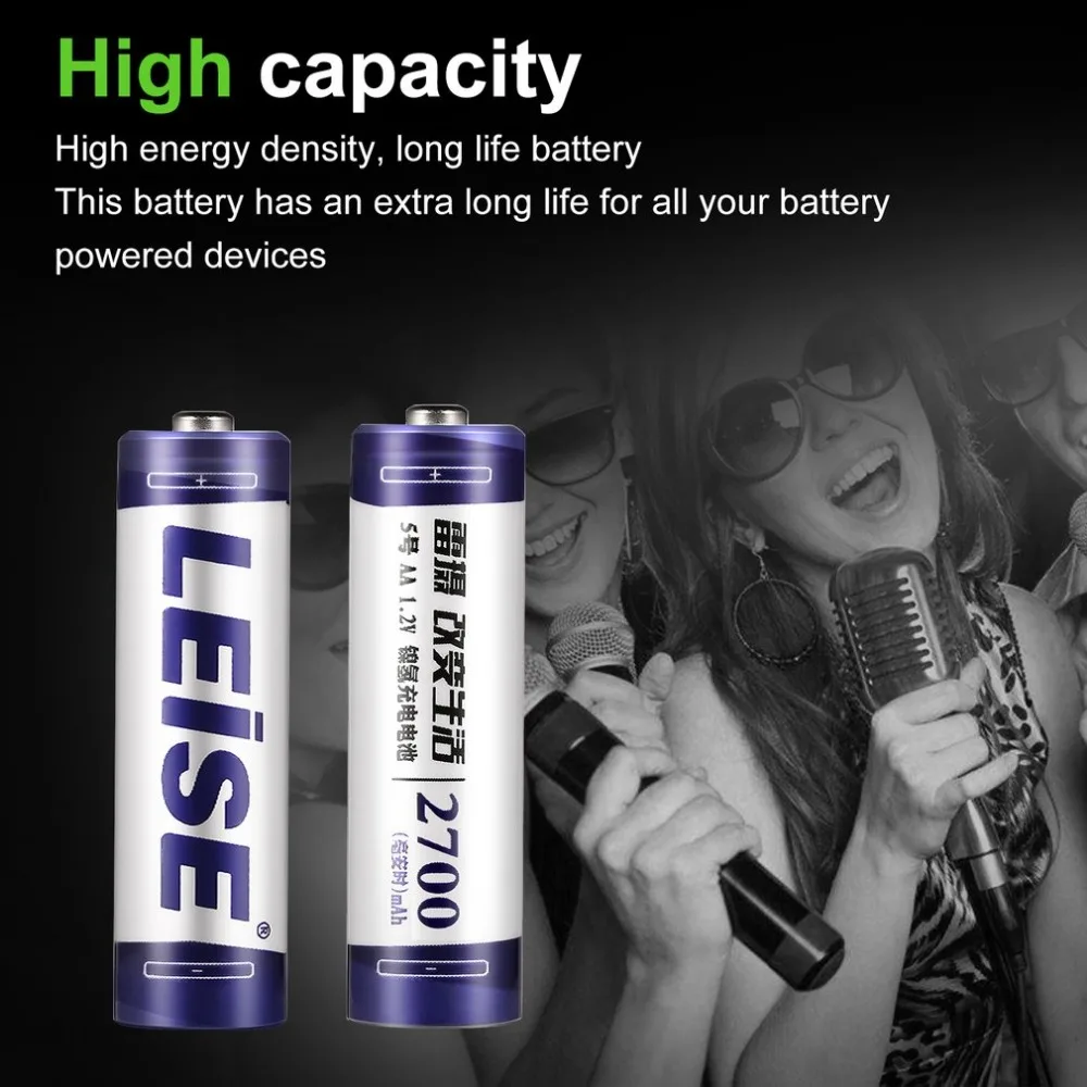 8 шт. LEISE 2700mAh 1,2 V AA Ni-MH перезаряжаемая батарея высокой емкости с предварительной зарядкой nimh Baterias подходит для игрушек с дистанционным управлением