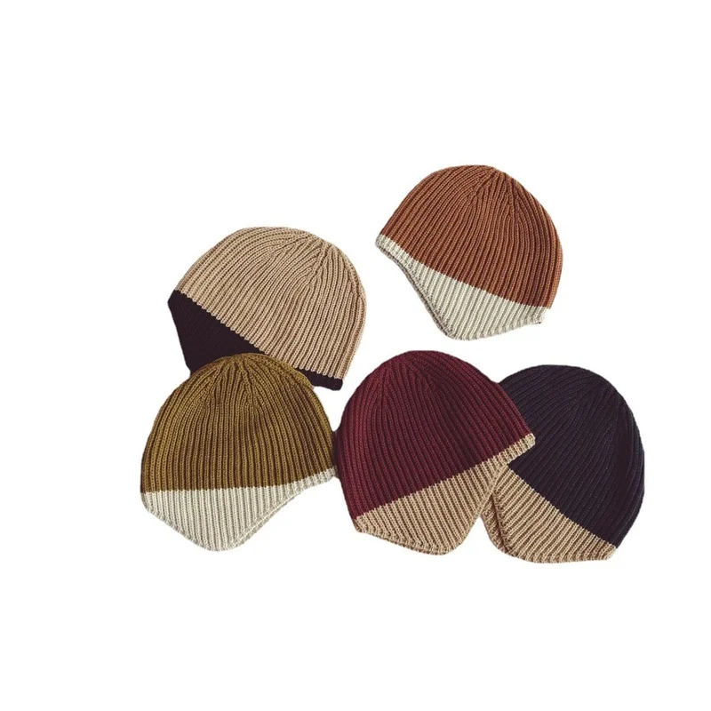Детская вязаная шапка в японском стиле сезон осень-зима простые модные шерстяные