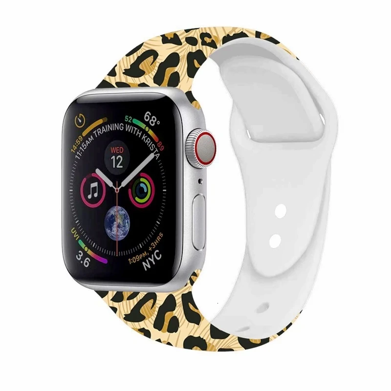 Apple watch Band цветочный Леопардовый силиконовый Печатный сменный ремешок браслет для iwatch 1 2 3 4 четыре стиля