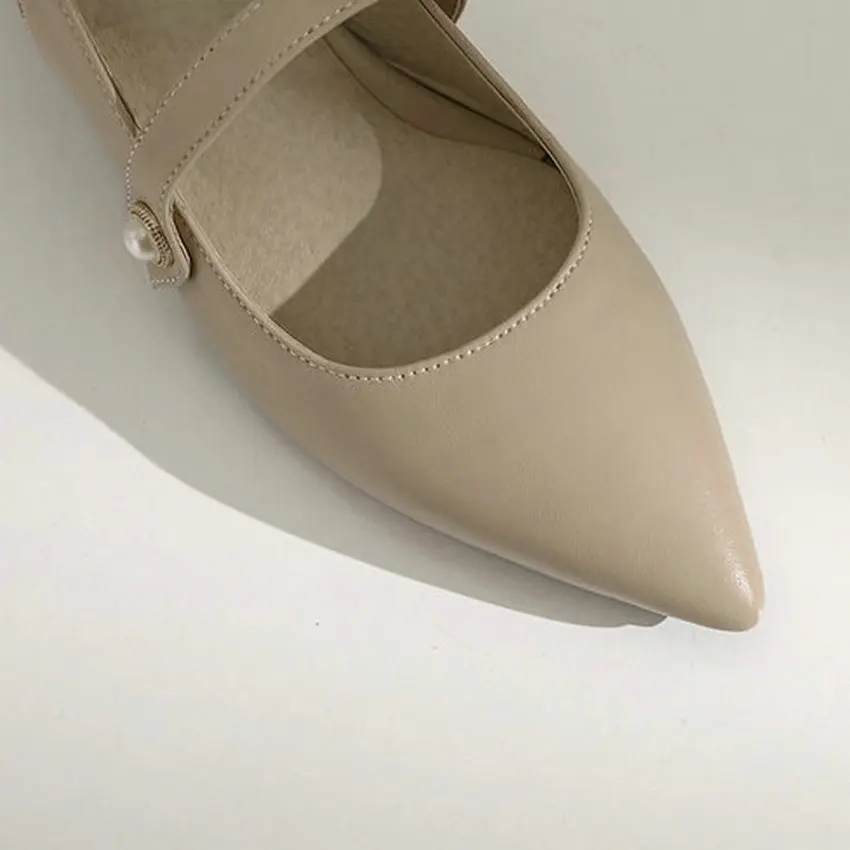 Женские босоножки с острым носком QUTAA черные туфли из искусственной кожи