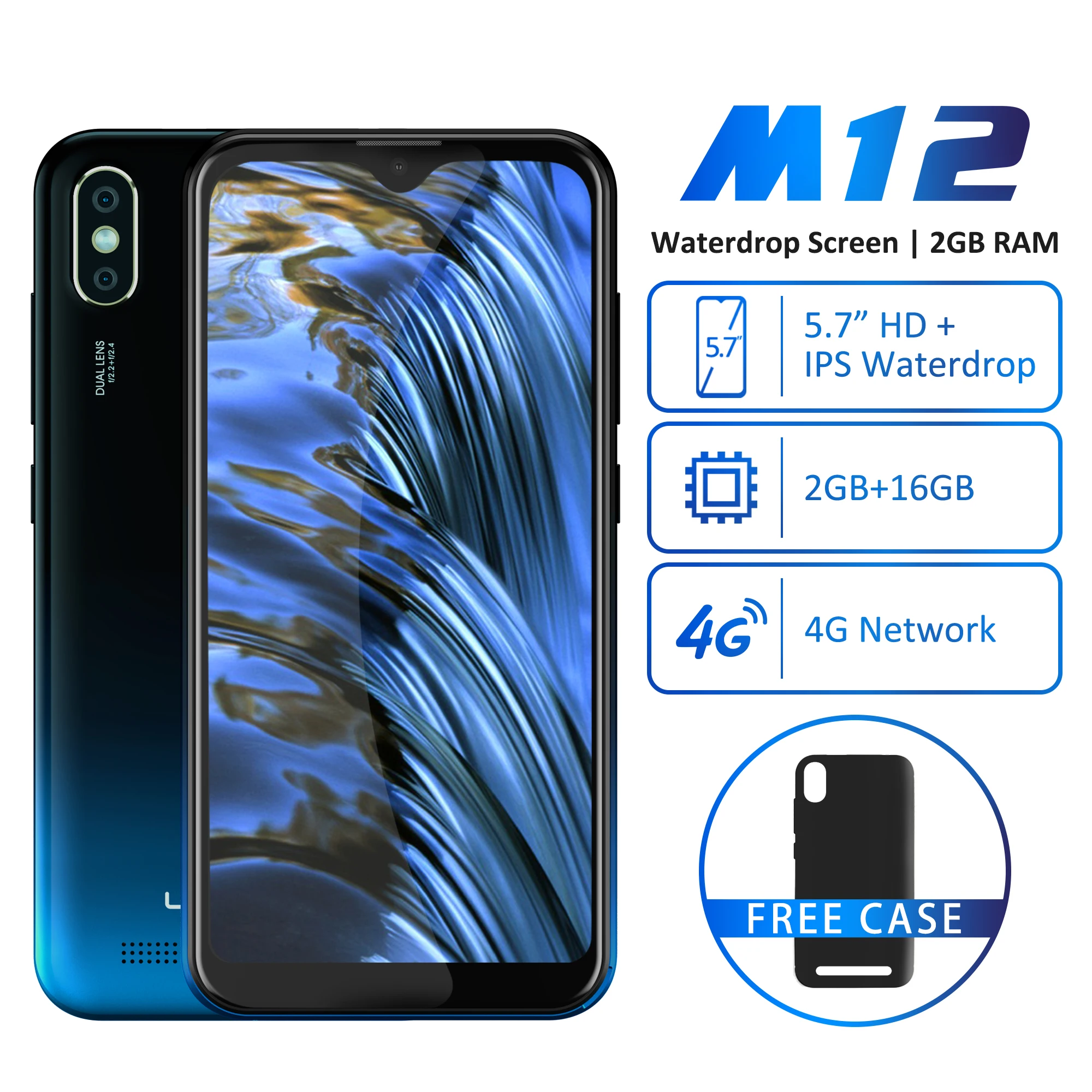 Мобильный телефон LEAGOO M12 5,7" HD+ Waterdrop экран 2 ГБ ОЗУ 16 ГБ встроенной памяти MT6739V 3000 мАч 8 МП камера Android-смартфон.