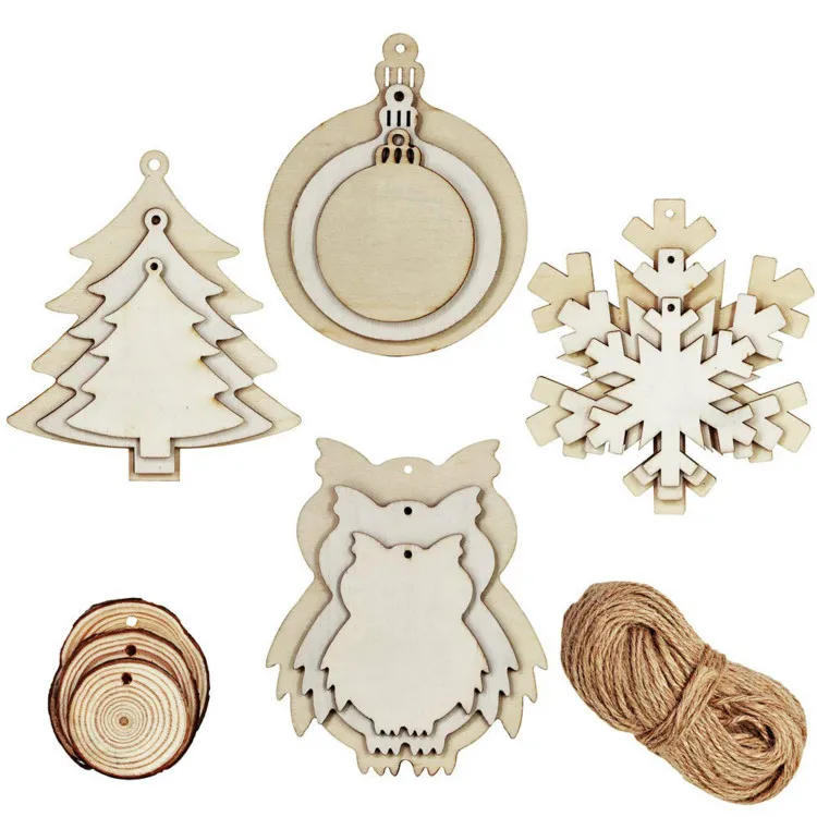 42 шт. 3 размера рождественские деревянные ломтики без рисунка деревянная бабочка