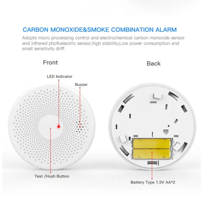 tuya smart smoke carbon monoxide composite detectors fire alarm detector for home office independent smoke alarm sensor security free global shipping