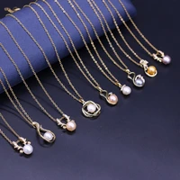 new natural freshwater bread shaped pearl and diamond studded copper accessory necklace for ladies banquet with wearing gift box