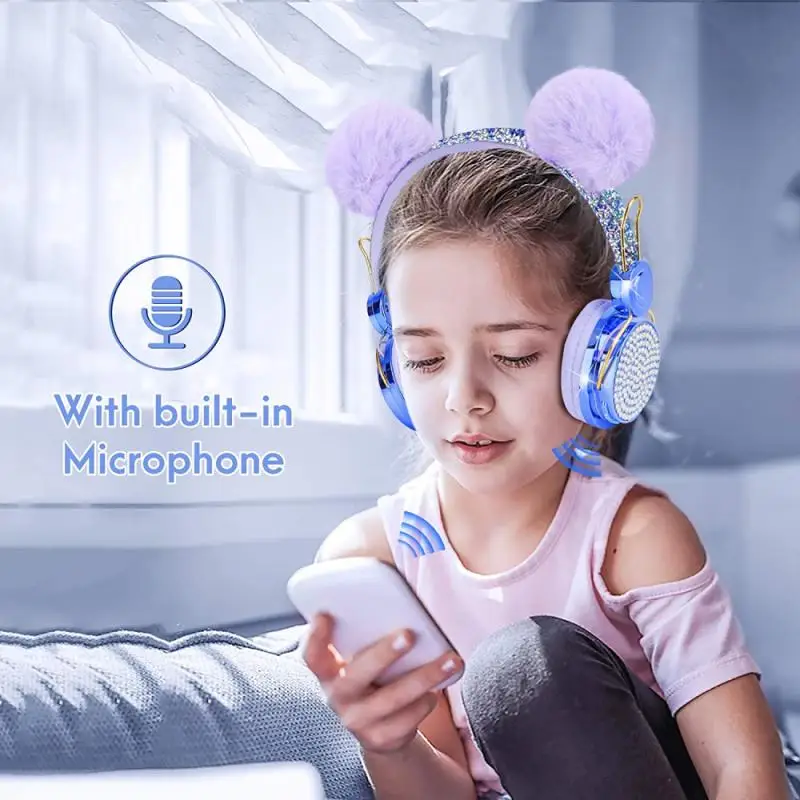 

Flash Light Cute Cat Ears Bluetooth-compatible Wireless Headphone With Mic Control LED Stereo Music Helmet Phone Headset Gift